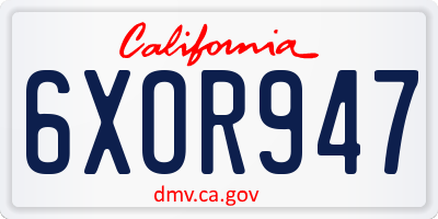 CA license plate 6XOR947