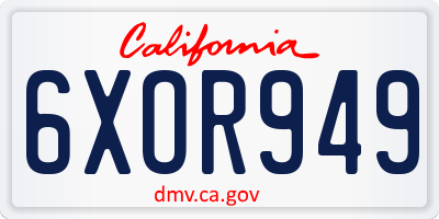 CA license plate 6XOR949