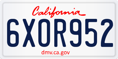 CA license plate 6XOR952
