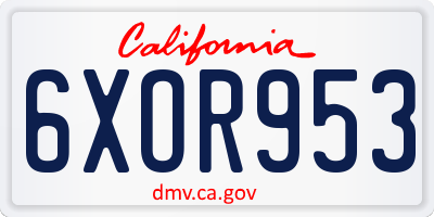 CA license plate 6XOR953
