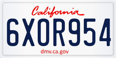 CA license plate 6XOR954