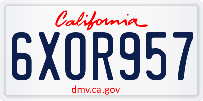 CA license plate 6XOR957