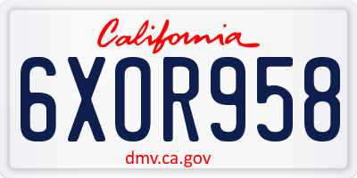 CA license plate 6XOR958