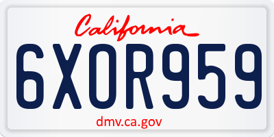 CA license plate 6XOR959