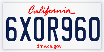 CA license plate 6XOR960