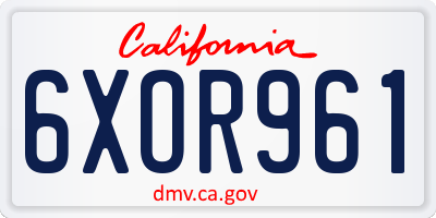CA license plate 6XOR961