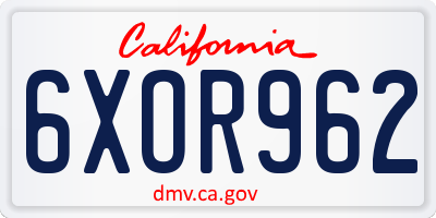 CA license plate 6XOR962