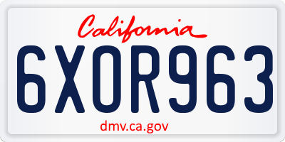 CA license plate 6XOR963