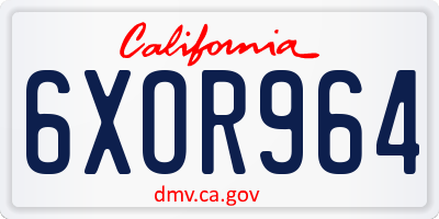 CA license plate 6XOR964