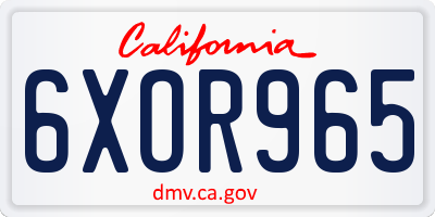 CA license plate 6XOR965