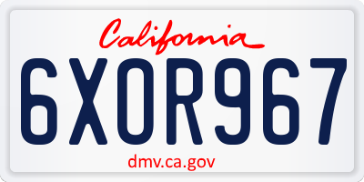 CA license plate 6XOR967