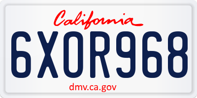CA license plate 6XOR968