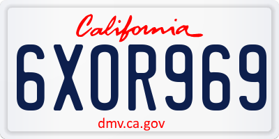 CA license plate 6XOR969