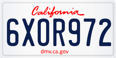 CA license plate 6XOR972