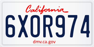 CA license plate 6XOR974