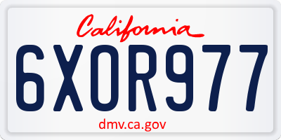 CA license plate 6XOR977
