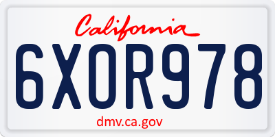 CA license plate 6XOR978