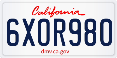 CA license plate 6XOR980