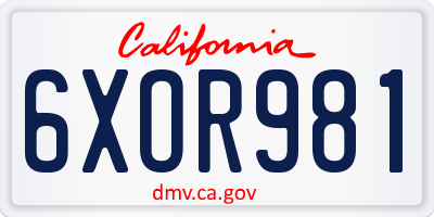 CA license plate 6XOR981