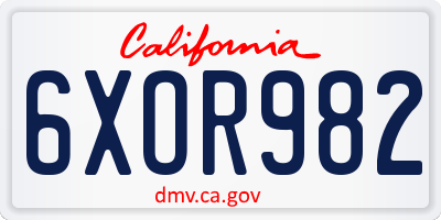 CA license plate 6XOR982
