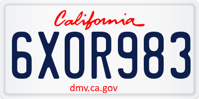 CA license plate 6XOR983