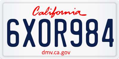 CA license plate 6XOR984