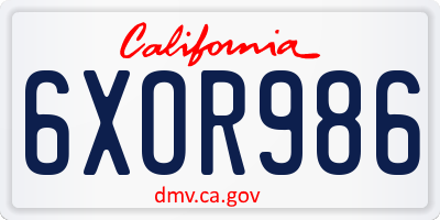 CA license plate 6XOR986