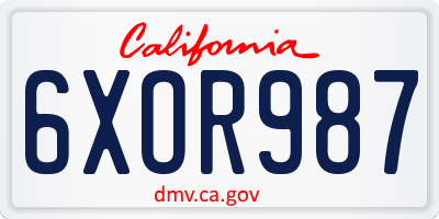 CA license plate 6XOR987