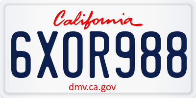 CA license plate 6XOR988