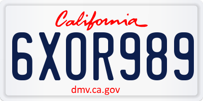 CA license plate 6XOR989