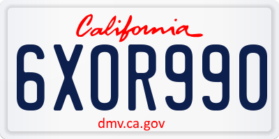 CA license plate 6XOR990