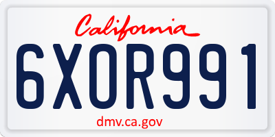 CA license plate 6XOR991