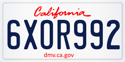 CA license plate 6XOR992