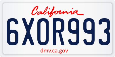 CA license plate 6XOR993