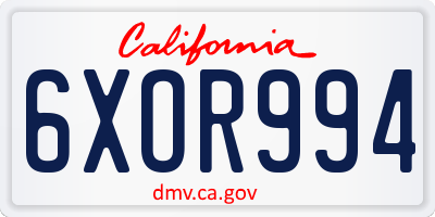 CA license plate 6XOR994