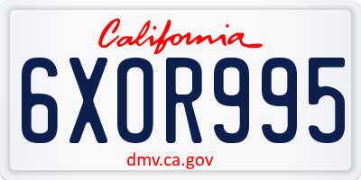CA license plate 6XOR995