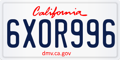 CA license plate 6XOR996