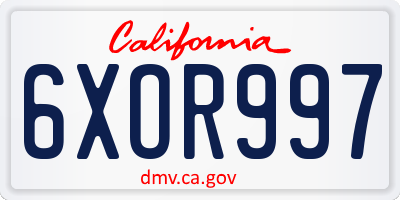 CA license plate 6XOR997