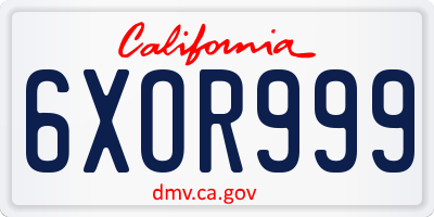CA license plate 6XOR999