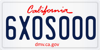 CA license plate 6XOS000