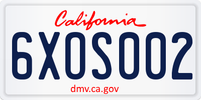 CA license plate 6XOS002