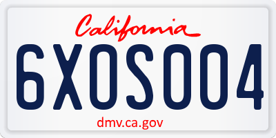 CA license plate 6XOS004
