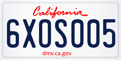 CA license plate 6XOS005