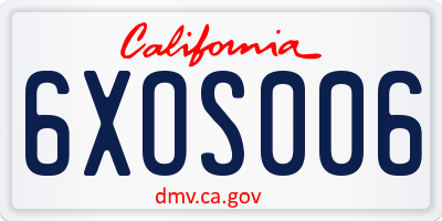 CA license plate 6XOS006