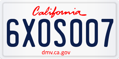 CA license plate 6XOS007