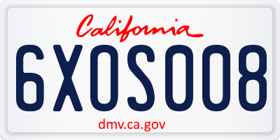 CA license plate 6XOS008