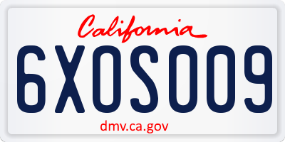 CA license plate 6XOS009