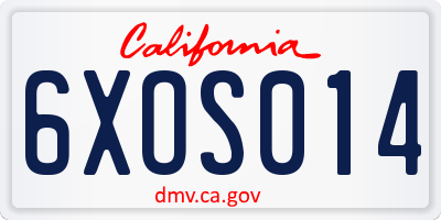 CA license plate 6XOS014