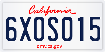 CA license plate 6XOS015