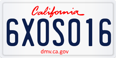 CA license plate 6XOS016